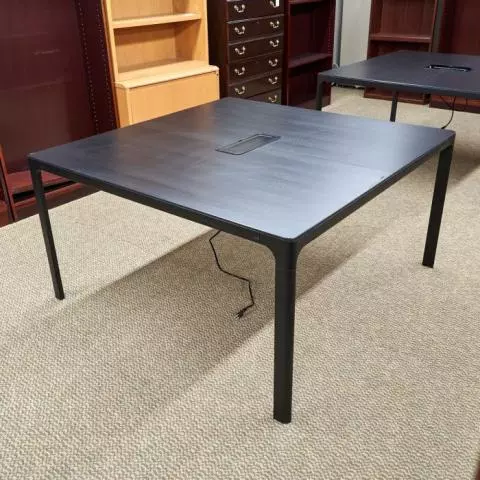 Used Ikea Bekant Conference Table with Power (Black & Black