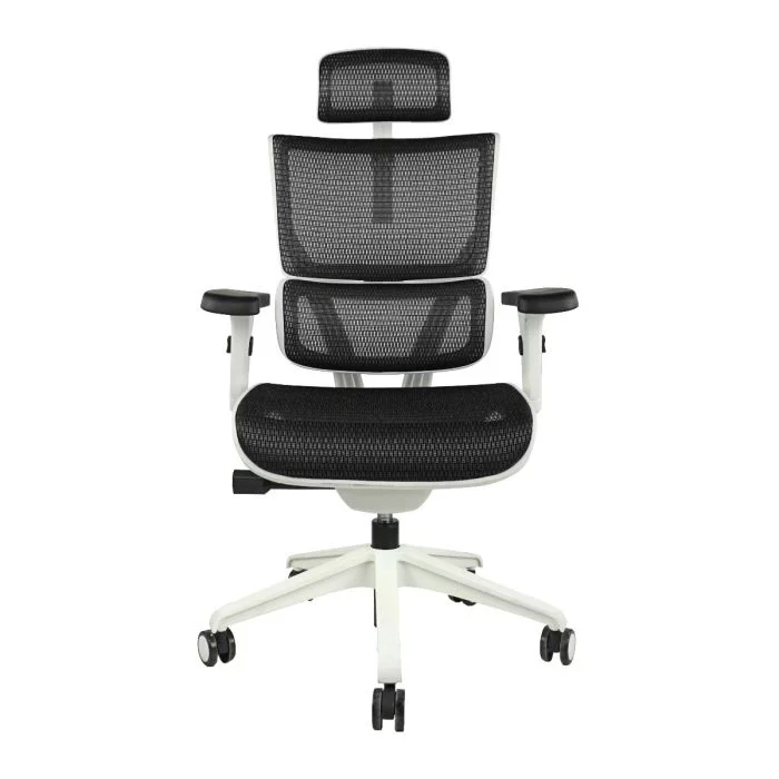XChair XsVision Petite Task Chair with Headrest (Black on White