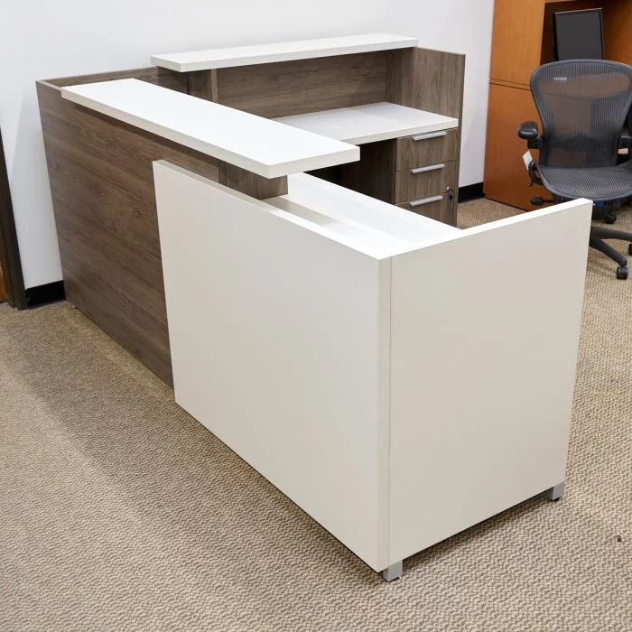 Used Lacasse Right Reception Desk (White & Grey) DER1813001 Dallas