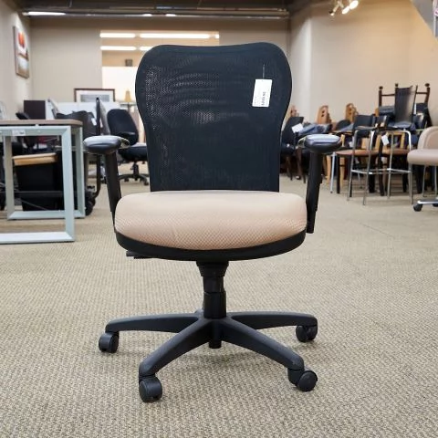 Used VIA Executive Mesh Back Chair (Beige & Black) CHE1763-007 - Front View