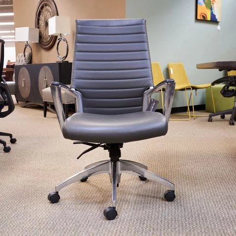 Used Global Accord High Back Executive Conference Chair (Grey & Chrome) CHE1823-009 - Front View
