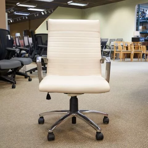 Used High Back Leather Executive Chair (Oyster & Chrome) CHE1834-002