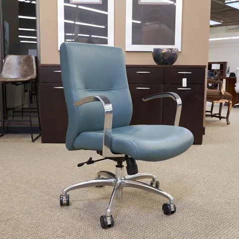 Used 9 to 5 Mid Back Leather Executive Conference Chair (Teal) CHE1838-013