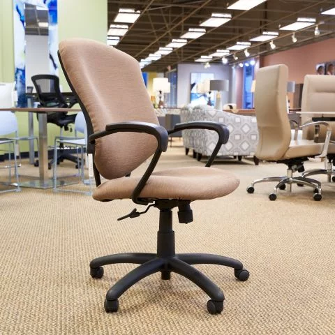 Used Global Total Office Executive Office Chair (Tan & Black) CHE1850-001 - Front Angle View