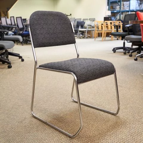 Used Sled Base Office Stack Chair (Chrome & Charcoal) CHK9999-1698 - Front Angle