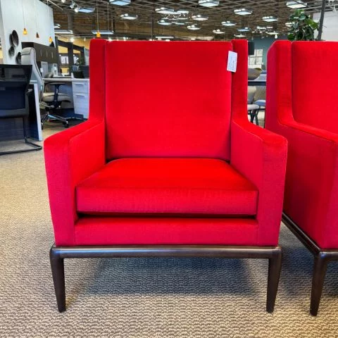 Used Large Velvet Lounge Chair (Red & Dark Walnut) CHL1845-004
