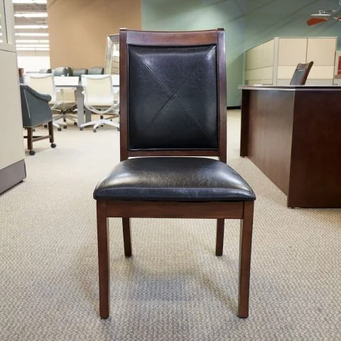 Used Wood & Leather Dining Chair (Black & Walnut) CHS1794-040