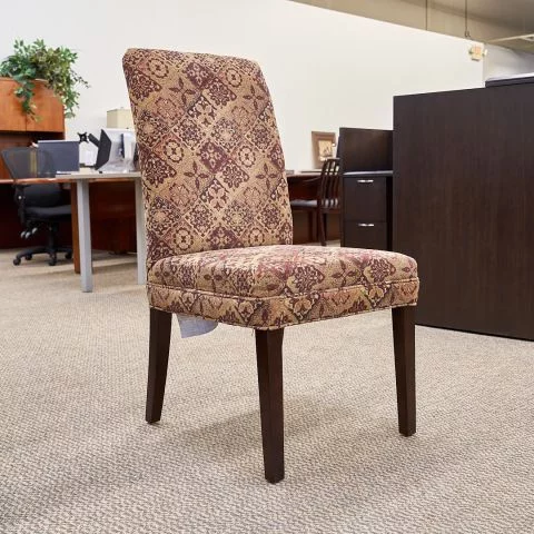 Used Fabric Pattern Guest Office Chair (Brown & Gold & Burgandy) CHS1837-031