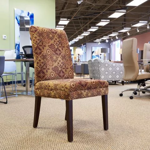 Used Fabric Pattern Guest Office Chair (Brown & Gold & Burgandy) CHS1837-031 - Angle View