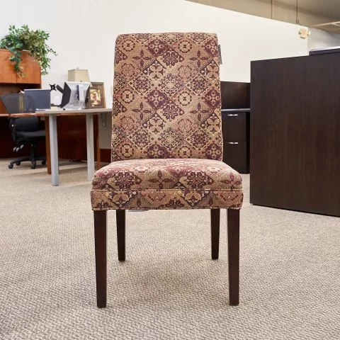 Used Fabric Pattern Guest Office Chair (Brown & Gold & Burgandy) CHS1837-031