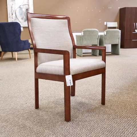 Used Wood Office Guest Chair (Light Cherry & Beige Fabric) CHS1840-004