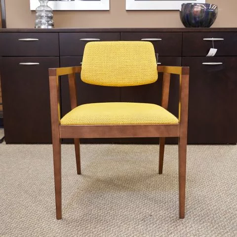 Used Gunlocke Open Back Office Guest Chair (Yellow & Walnut) CHS1845-009