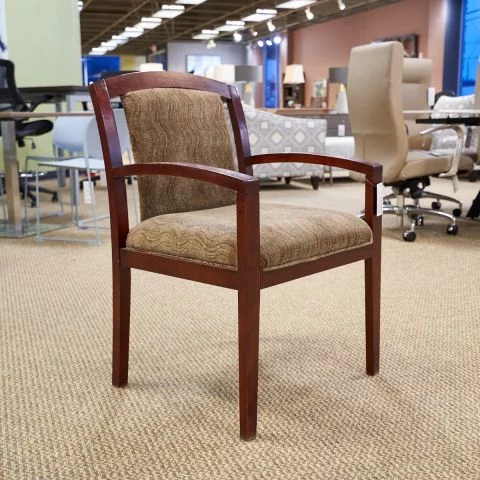 Used Office Guest Chair (Mahogany & Brown Pattern) CHS1846-002