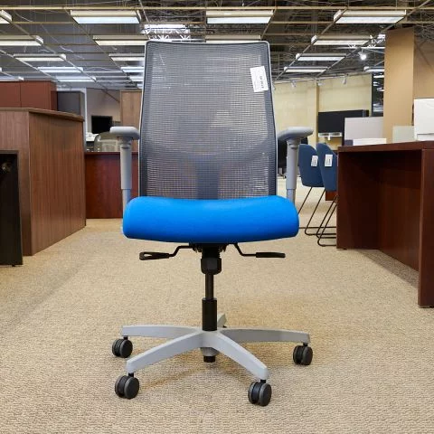 Used Hon High Back Mesh Task Chair (Blue & Grey) CHT1830-003 - Front View