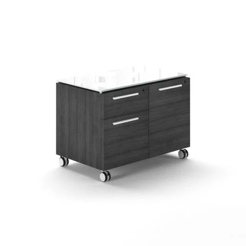 Potenza Mobile Combo Storage Unit with Glass Top