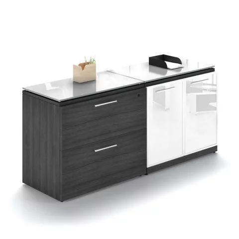 Potenza Combo Credenza with Floated Glass Tops