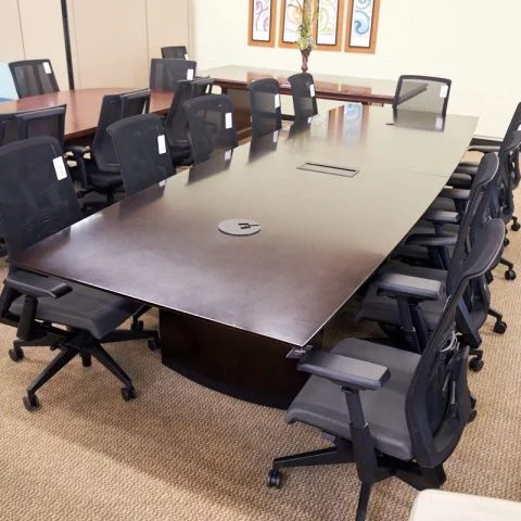 Used 12' Knife Edge Conference Table with Power (Espresso) CTB1675-011