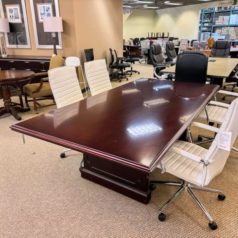 Used Traditional 8' Foot Conference Table with Panel Base (Mahogany) CTB1793-002