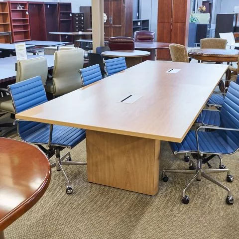 Used 10' Conference Table with Power (Honey) CTB1806-007 - Angle View