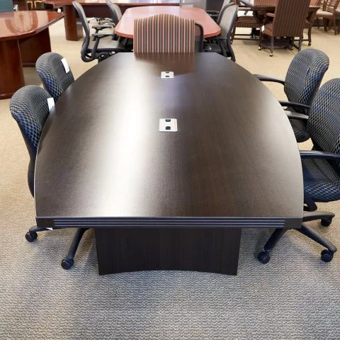 Used 8' Foot Boat Shaped Office Conference Table (Espresso) CTB1837-002
