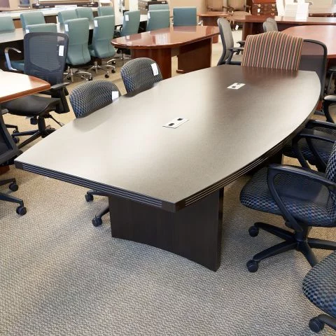 Used 8' Foot Boat Shaped Office Conference Table (Espresso) CTB1837-002 - Angle View