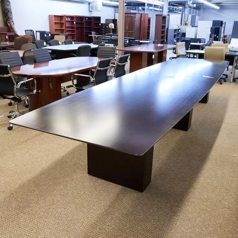 Used National 16 Foot Boat Shaped Conference Table (Espresso) CTB1838-003 