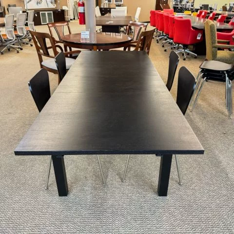 Used Ikea 7' Break Room Dining Table with Leaves (Black) CTB1845-010