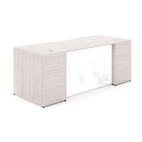 Potenza 66" Desk Shell with White Glass Modesty Panel