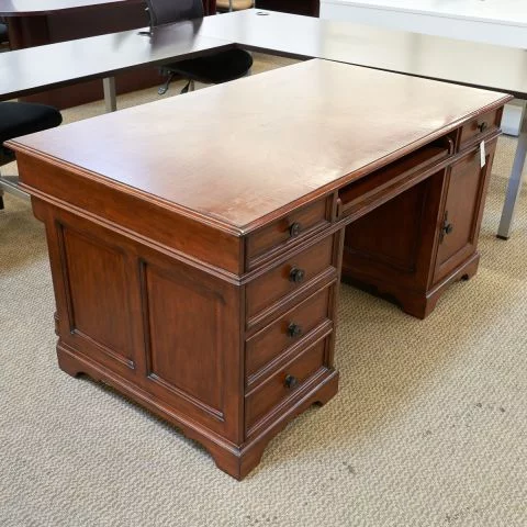 Used Traditional Straight Edge Desk (Walnut) DEE1819-002 - Back Side