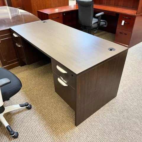 Used Laminate 66"x30" Desk with Hanging File Peds (Espresso) DEE1859-002