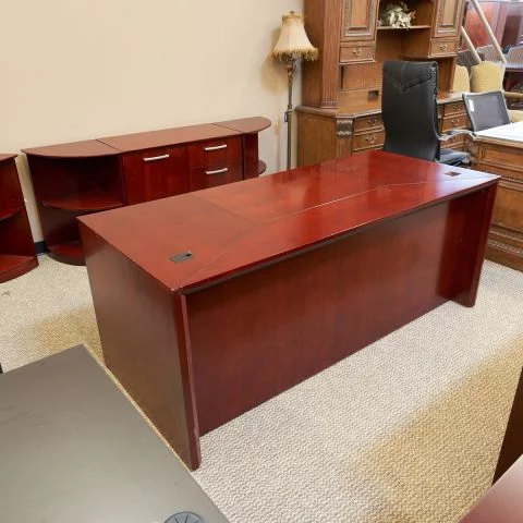 Used Double Pedestal Desk with Multi File & Small Bookcases (Cherry) DEE9999-1605