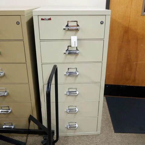 Used FireKing 6 Door Check File Cabinet (Putty) [NO KEYS] FIL1720-002