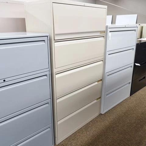 Used Teknion 5 Drawer File Cabinet (Putty) FIL1726-031