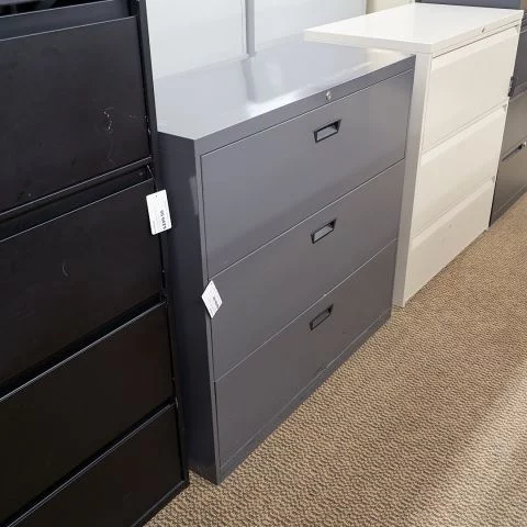 Used 42 inch Metal 3 Drawer File Cabinet (Grey) FIL1806-005