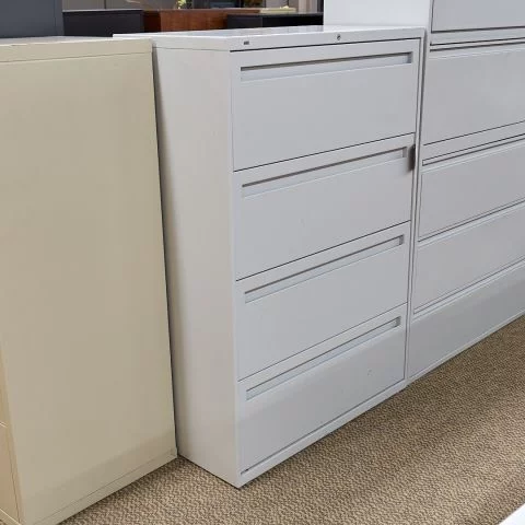 Used 36 inch Metal 4 Drawer File Cabinet (Light Grey) FIL1837-024