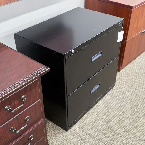 Used 30" inch Metal 2 Drawer File Cabinet (Black) FIL1838-009
