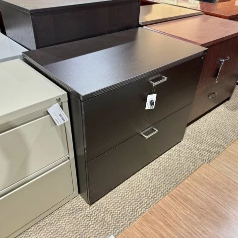 Used Laminate 2 Drawer File Cabinet (Espresso) FIL9999-1689 - Front Angle