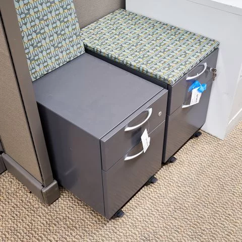 Used Mobile File Cabinet with Cushion Top (Grey & Multi) FIM1806-051