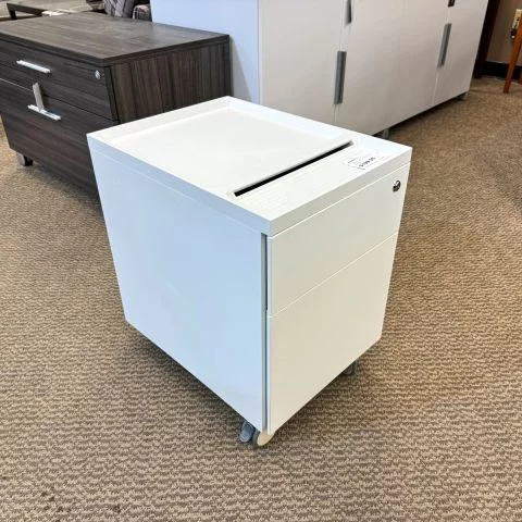 Used Metal Mobile BF Box-File Pedestal with Top Tray (White) FIM9999-1711 - Front Angle