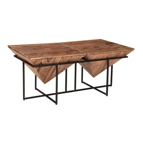 Costani Rectangular Pyramid Office Accent Table (Light Walnut) - Front Angle View