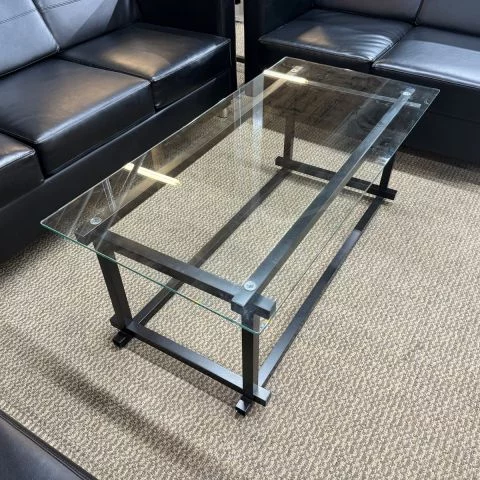 Used Metal Glass Cocktail Table (Black) OCC1853-019 - Angle View