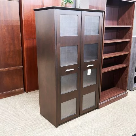 Used National 36x66 2 Door Bookcase Storage Cabinet (Mocha) STO1841-009