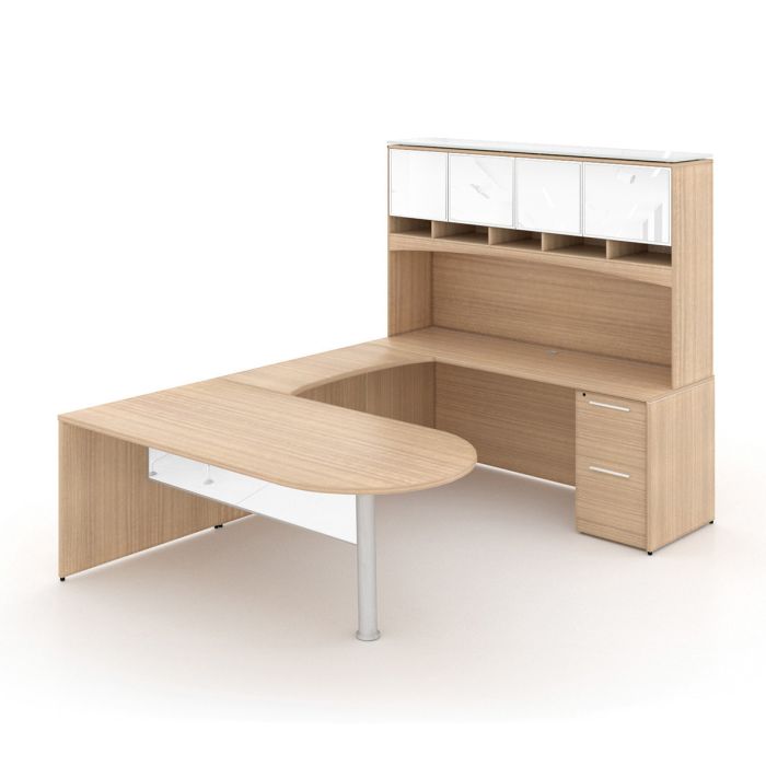 Potenza Right U-Shaped Bullet End Desk with Hutch (Miele) | Dallas DESK ...
