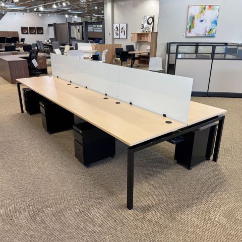 Used ClearDesign 6-Pod 24x48 Workstation Benching with Mobile File (Black & Maple) BEN1901-003