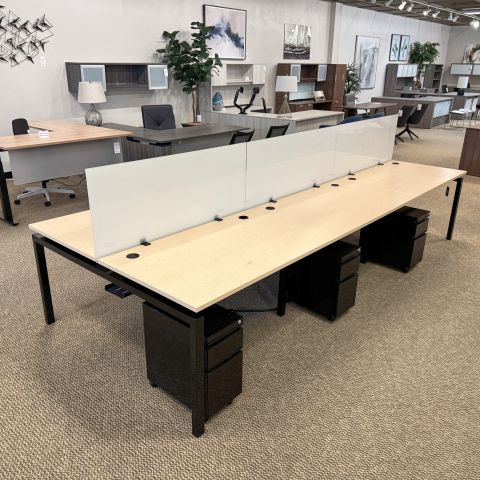 Used ClearDesign 6-Pod 24x48 Workstation Benching with Mobile File (Black & Maple) BEN1901-003