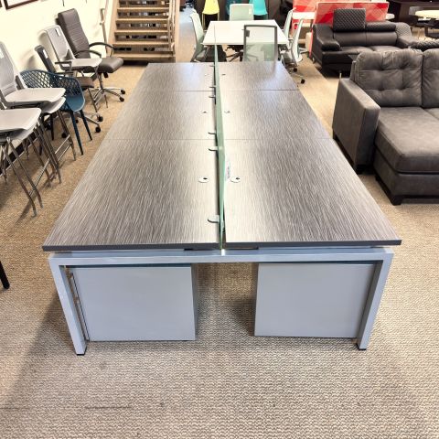 Used OFD 6-Pod Benching Workstation with Haworth Mobile Files (Grey) BEN1907-010