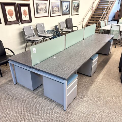 Used OFD 6-Pod Benching Workstation with Mobile Files (Grey) BEN1907-010