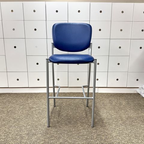 Used Mid Back Vinyl Barstools (Blue & Silver) CBA1882-011