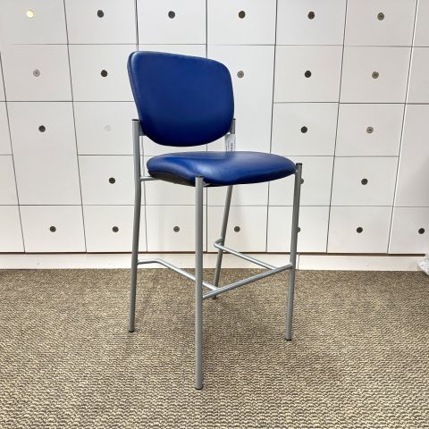 Used Mid Back Vinyl Barstools (Blue & Silver) CBA1882-011