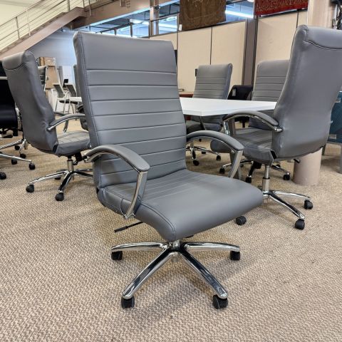 Used Modern High Back Ribbed Executive Chair (Grey) CHE1894-004